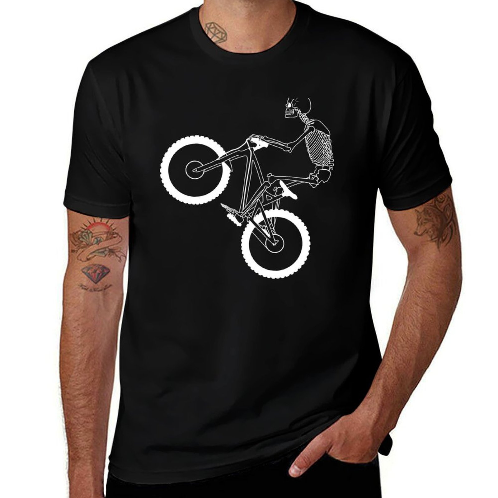 Mountain Biking Holidays - Футболка с принтом Mountain Biking Skeleton